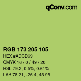 カラーコード: RGB 173 205 105 | qconv.com