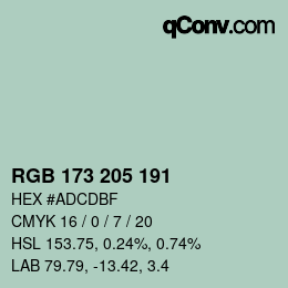 颜色代码: RGB 173 205 191 | qconv.com