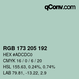 Farbcode: RGB 173 205 192 | qconv.com