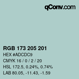 Farbcode: RGB 173 205 201 | qconv.com
