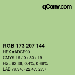 カラーコード: RGB 173 207 144 | qconv.com
