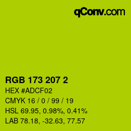 カラーコード: RGB 173 207 2 | qconv.com
