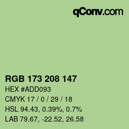 カラーコード: RGB 173 208 147 | qconv.com