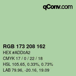 カラーコード: RGB 173 208 162 | qconv.com