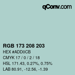 カラーコード: RGB 173 208 203 | qconv.com