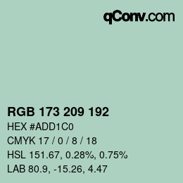カラーコード: RGB 173 209 192 | qconv.com