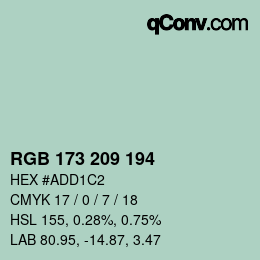 カラーコード: RGB 173 209 194 | qconv.com
