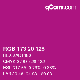 Color code: RGB 173 20 128 | qconv.com