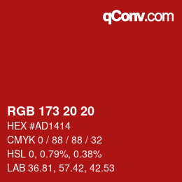 Código de color: RGB 173 20 20 | qconv.com