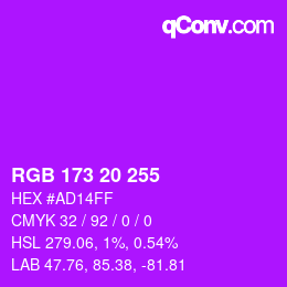 Color code: RGB 173 20 255 | qconv.com