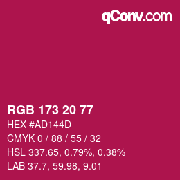カラーコード: RGB 173 20 77 | qconv.com