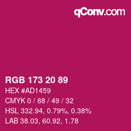 Color code: RGB 173 20 89 | qconv.com