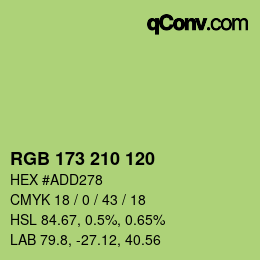 Color code: RGB 173 210 120 | qconv.com
