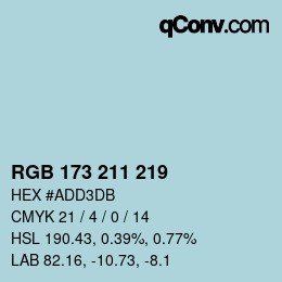 カラーコード: RGB 173 211 219 | qconv.com