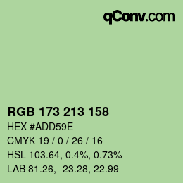 カラーコード: RGB 173 213 158 | qconv.com
