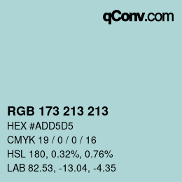 Color code: RGB 173 213 213 | qconv.com