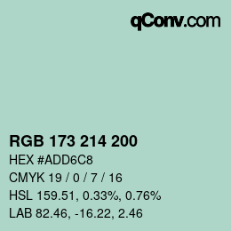 颜色代码: RGB 173 214 200 | qconv.com