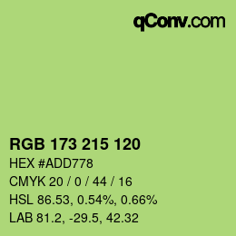 颜色代码: RGB 173 215 120 | qconv.com
