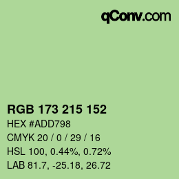 Código de color: RGB 173 215 152 | qconv.com