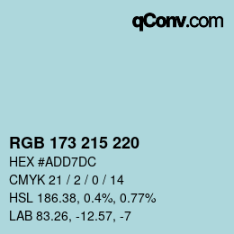 カラーコード: RGB 173 215 220 | qconv.com