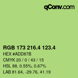 カラーコード: RGB 173 216.4 123.4 | qconv.com