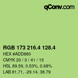 カラーコード: RGB 173 216.4 128.4 | qconv.com