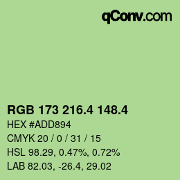 カラーコード: RGB 173 216.4 148.4 | qconv.com