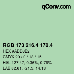 カラーコード: RGB 173 216.4 178.4 | qconv.com