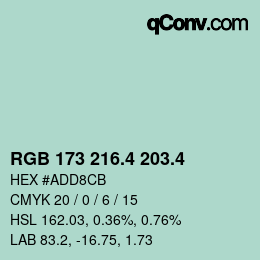 カラーコード: RGB 173 216.4 203.4 | qconv.com