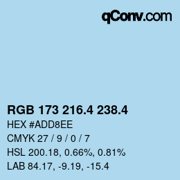 カラーコード: RGB 173 216.4 238.4 | qconv.com