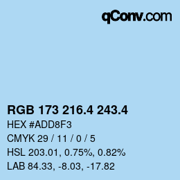 カラーコード: RGB 173 216.4 243.4 | qconv.com