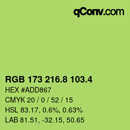 カラーコード: RGB 173 216.8 103.4 | qconv.com