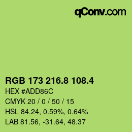 カラーコード: RGB 173 216.8 108.4 | qconv.com