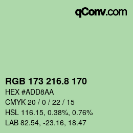 カラーコード: RGB 173 216.8 170 | qconv.com