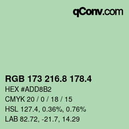 カラーコード: RGB 173 216.8 178.4 | qconv.com