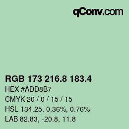カラーコード: RGB 173 216.8 183.4 | qconv.com