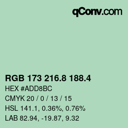 カラーコード: RGB 173 216.8 188.4 | qconv.com