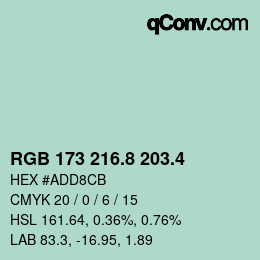 カラーコード: RGB 173 216.8 203.4 | qconv.com