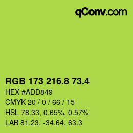 カラーコード: RGB 173 216.8 73.4 | qconv.com