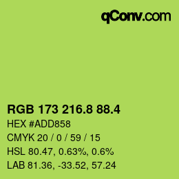 カラーコード: RGB 173 216.8 88.4 | qconv.com
