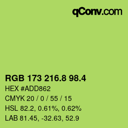 カラーコード: RGB 173 216.8 98.4 | qconv.com