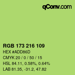 カラーコード: RGB 173 216 109 | qconv.com