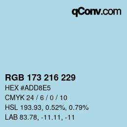 カラーコード: RGB 173 216 229 | qconv.com