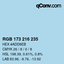 颜色代码: RGB 173 216 235 | qconv.com