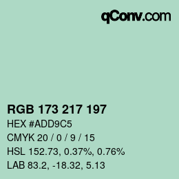 カラーコード: RGB 173 217 197 | qconv.com