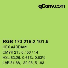 カラーコード: RGB 173 218.2 101.6 | qconv.com