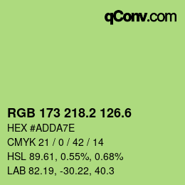 カラーコード: RGB 173 218.2 126.6 | qconv.com