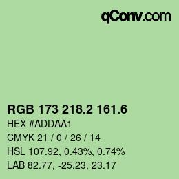カラーコード: RGB 173 218.2 161.6 | qconv.com