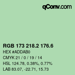 カラーコード: RGB 173 218.2 176.6 | qconv.com