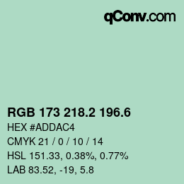 カラーコード: RGB 173 218.2 196.6 | qconv.com